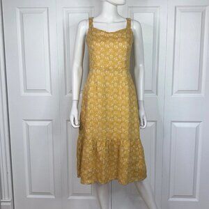 CYNTHIA ROWLEY WOMEN'S SIZE 8 YELLOW floral sleeveless linen dress LIKE NEW!!
